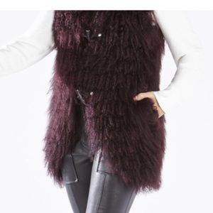 BCBG maxAzria Runway Mongolian fur vest Jewel